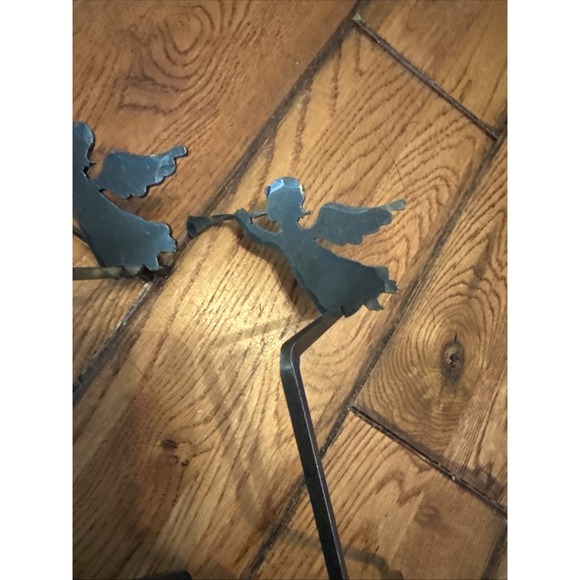 Rod Iron Angel Stocking Holder Garland Hook Black Rod Iron Set Of 2 12" Long - Picture 3 of 6